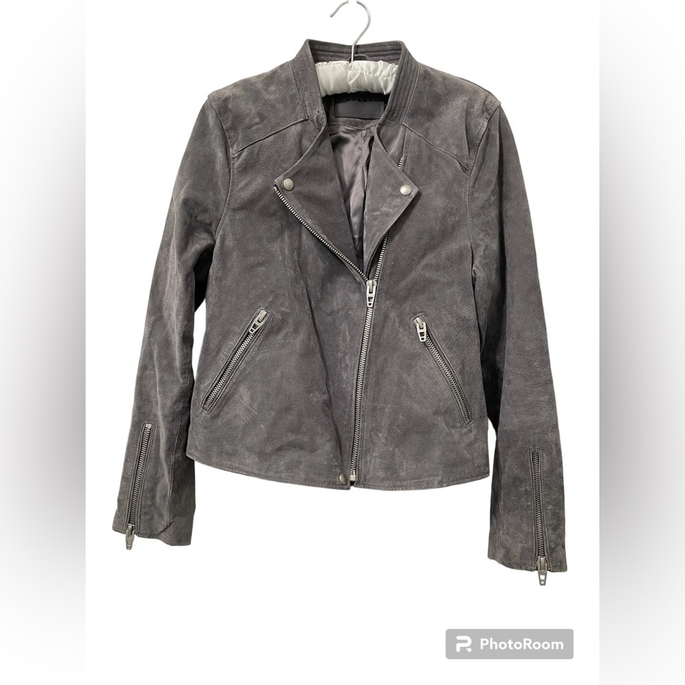 Blank NYC Suede Moto Style Jacket Gray Size L
